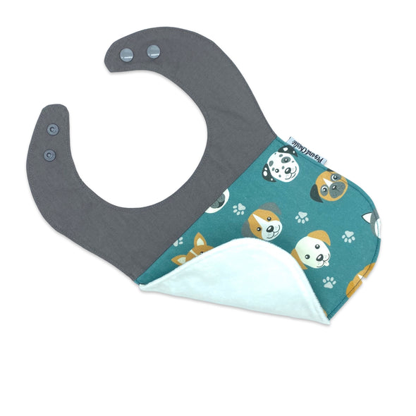 Classic Bib - Dogs on Teal