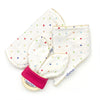 Gift Set - Dribble Bib, Burp Cloth & Teething Ring - Winter Dots