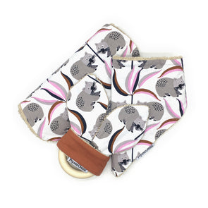 Gift Set - Dribble Bib, Burp Cloth & Teething Ring - Wombat