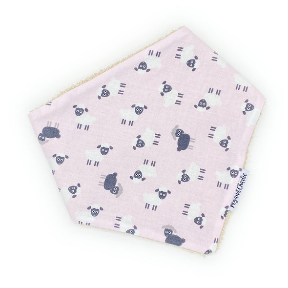 Gift Set - Dribble Bib, Burp Cloth & Teething Ring - Tossed Sheep Pink