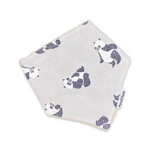 Bandana Dribble Bib - Happy Panda Grey
