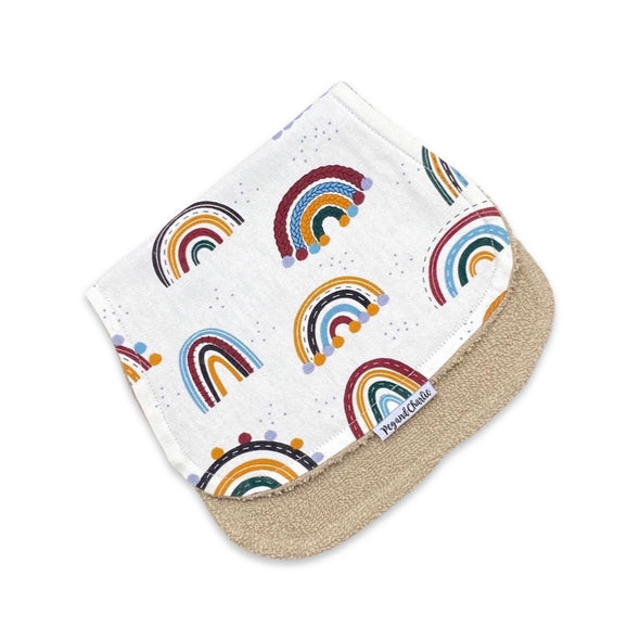 Gift Set - Dribble Bib, Burp Cloth & Teething Ring - Boho Rainbow