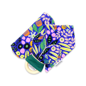Gift Set - Dribble Bib, Burp Cloth & Teething Ring - Pop Midnight Floral