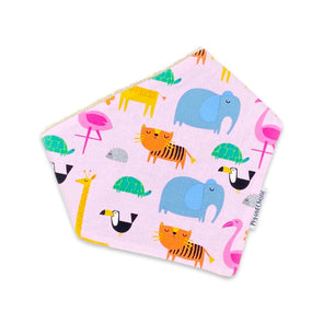 Bandana Dribble Bib - Jungle Animals Pink