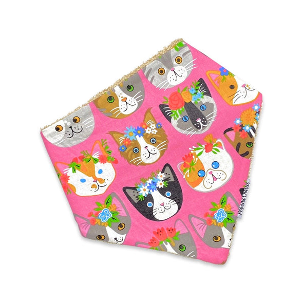 Gift Set - Dribble Bib, Burp Cloth & Teething Ring - Flower Crown Cats