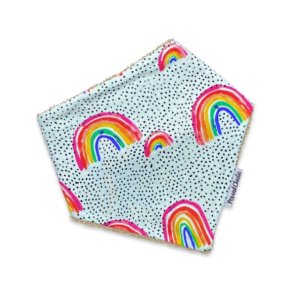 Gift Set - Dribble Bib, Burp Cloth & Teething Ring - Sunshine Rainbow