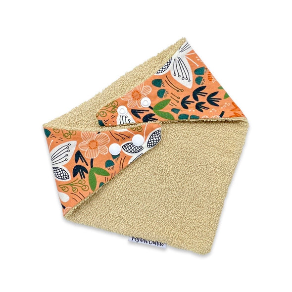 Bandana Dribble Bib - Apricot Floral
