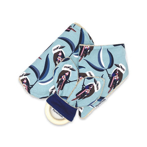 Gift Set - Dribble Bib, Burp Cloth & Teething Ring - Kookaburra