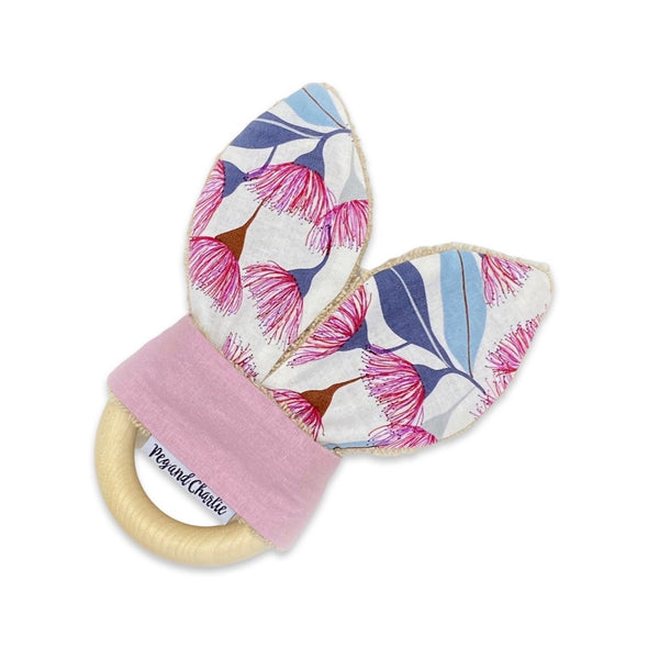 Gift Set - Dribble Bib, Burp Cloth & Teething Ring - Gumnut Flowers