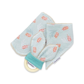 Gift Set - Dribble Bib, Burp Cloth & Teething Ring - Bottle Brush