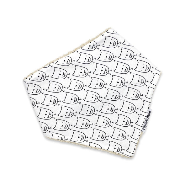 Gift Set - Dribble Bib, Burp Cloth & Teething Ring - Monochrome Owls