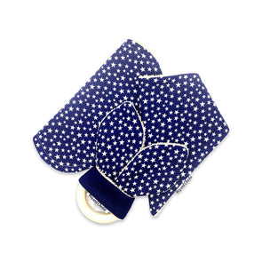 Gift Set - Dribble Bib, Burp Cloth & Teething Ring - Starry Night