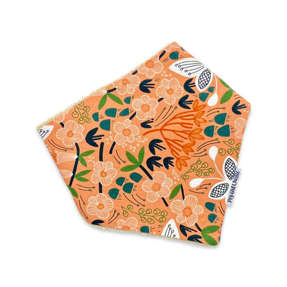 Gift Set - Dribble Bib, Burp Cloth & Teething Ring - Apricot Floral