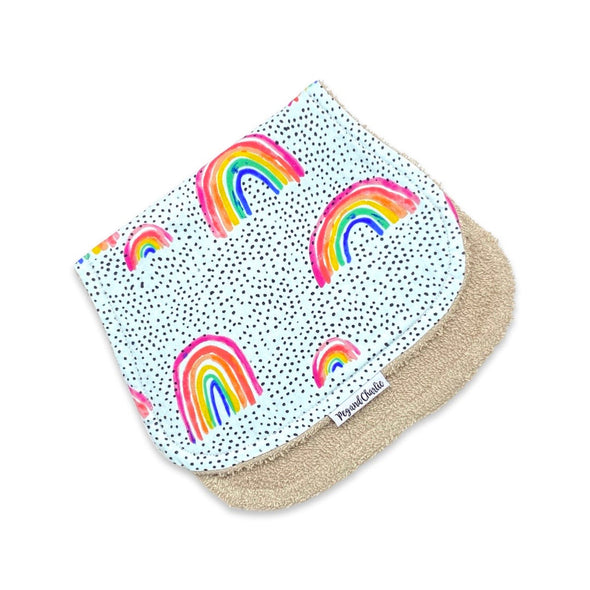 Gift Set - Dribble Bib, Burp Cloth & Teething Ring - Sunshine Rainbow